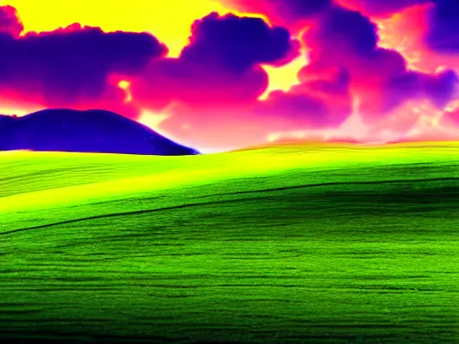 Image similar to windows xp wallpaper, futuresynth style, 4 k