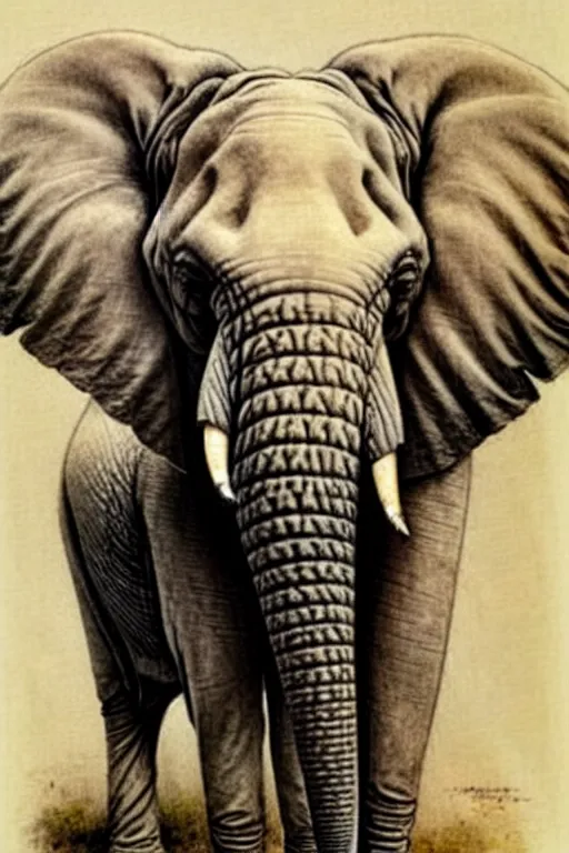 Image similar to ( ( ( ( ( elephant portrait. muted colors. ) ) ) ) ) by jean - baptiste monge!!!!!!!!!!!!!!!!!!!!!!!!!!!!!!