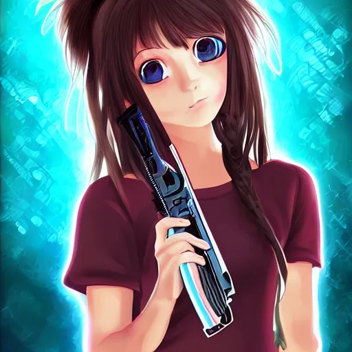 Image similar to portrait of a cute beautiful girl holding a balisong, anime digital art,