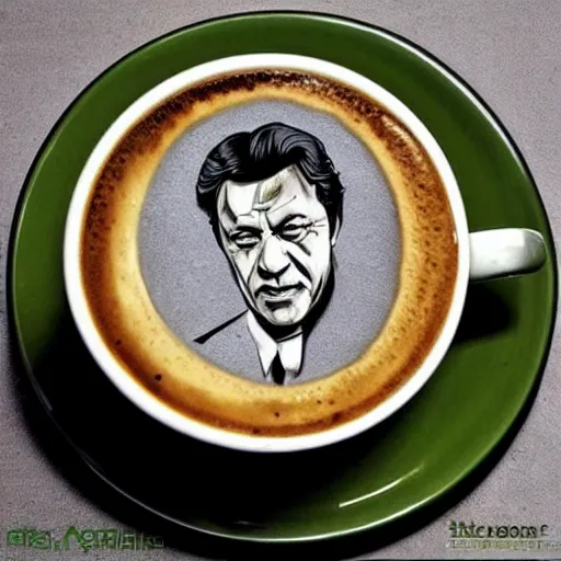 Prompt: imran khan, coffe art