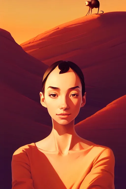 Image similar to single hermit in the desert, smooth face, centered median photoshop filter cutout vector behance hd by artgerm, jesper ejsing, by rhads, makoto shinkai and lois van baarle, ilya kuvshinov, rossdraws, illustration, art by ilya kuvshinov and gustav klimt