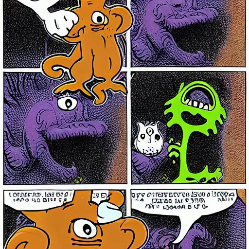 Image similar to jon arbuckle as a lovecraftian monster petting garfield the cat