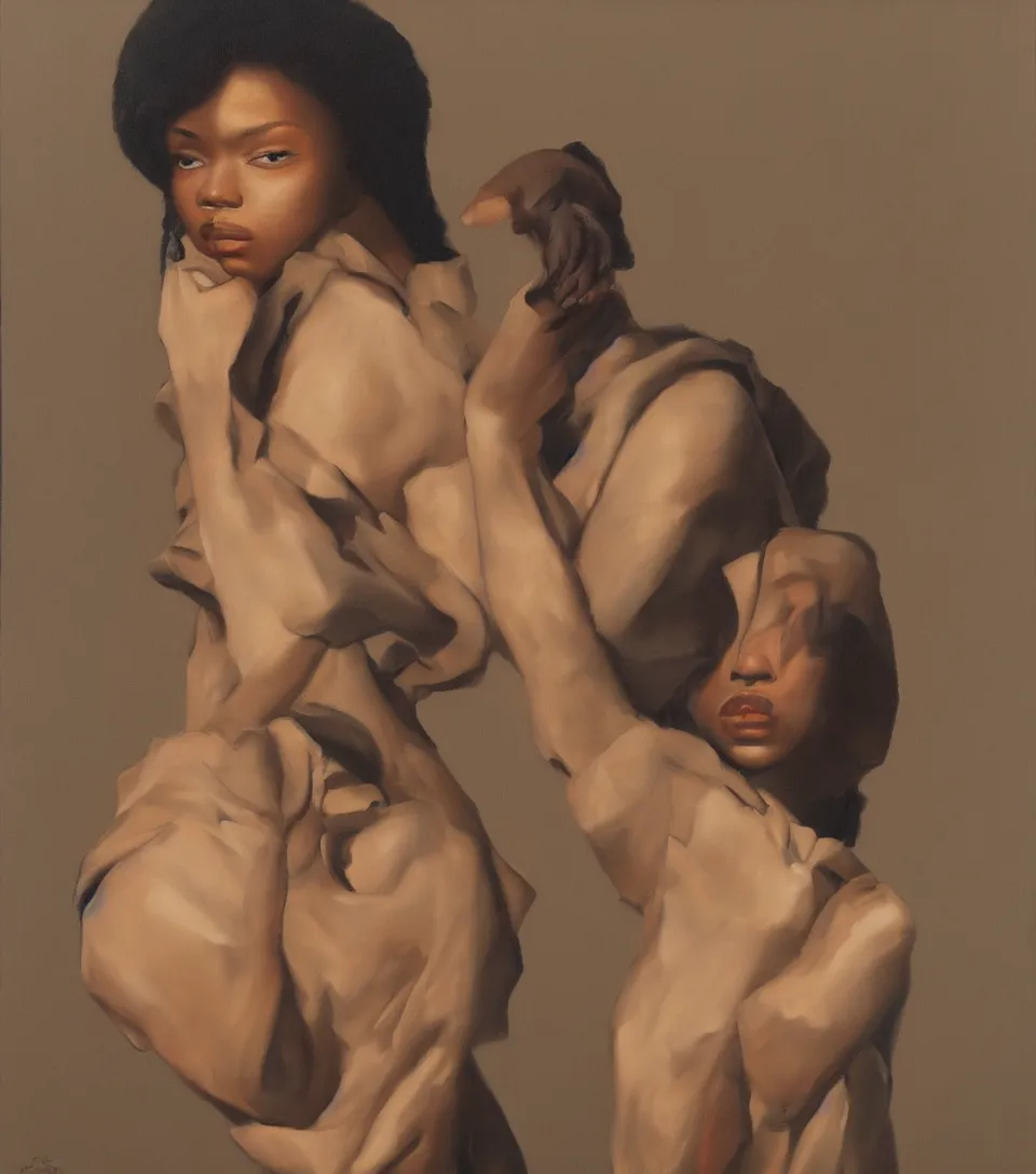 Prompt: oil painting of coi leray in the style of roberto ferri x supreme