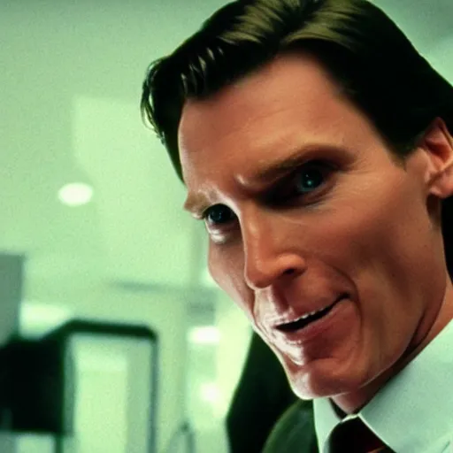 Image similar to jerma985 as patrick bateman, movie frame