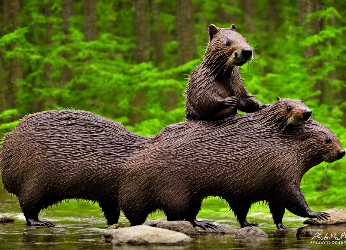 Prompt: hybrid of a beaver and a moose, photorealistic, photography, nature, forest