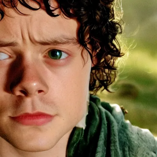 Image similar to harry styles as frodo in lord of the rings