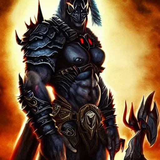 Image similar to Ryan Reynolds as a world of warcraft death knight, no helmet, movie poster