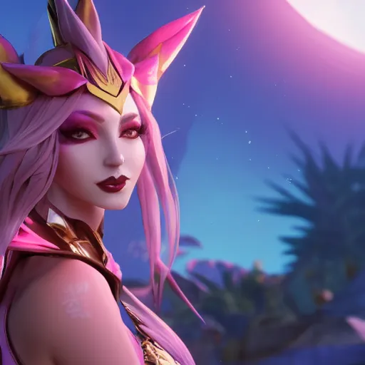 Image similar to still of pretty Xayah (League of Legends) in KDA More music video. 3d render, octane render, game art, realistic, highly detailed, trending on artstation, 4k, trending on artstation, pixar, cgsociety, unreal engine 5, redshift render, trending on artstation, blender, behance, cg