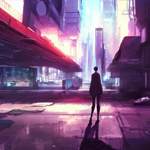 Image similar to an underground cyberpunk city by Makoto Shinkai, empty, epic composition, detailed background