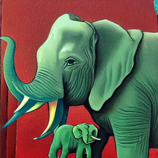Image similar to green elephant super detailed nft art