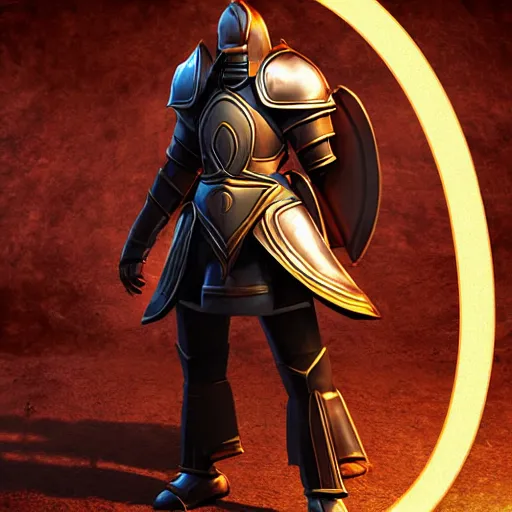 Image similar to animated armor that looks with a sun emblem on his chest, mid shot photo, style of magic the gathering, dungeons and dragons, fantasy, intimidating