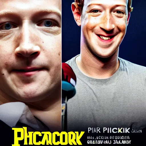 Prompt: movie poster starring Mark Zuckerberg as Pikachu