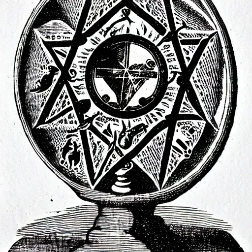 Image similar to philosopher's stone, alchemical engraving