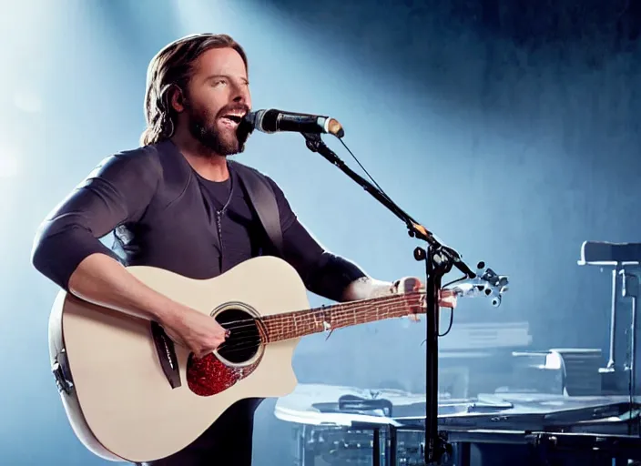 Image similar to keith buckley singing, movie still, from the new a star is born movie, 8 k, realistic