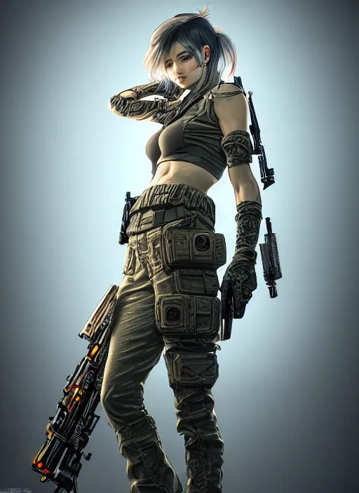 Prompt: the portrait of lawful neutral russian female cyberpunk marine sniper as absurdly beautiful, gorgeous, elegant, young gravure idol, an ultrafine hyperdetailed illustration by kim jung gi, irakli nadar, intricate linework, bright colors, octopath traveler, final fantasy, unreal engine 5 highly rendered, global illumination, radiant light, detailed and intricate environment