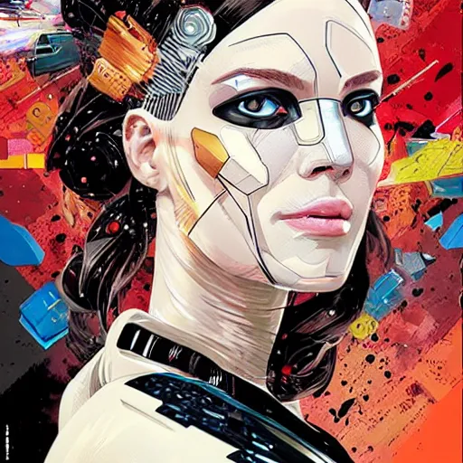 Image similar to portrait of a female android, by MARVEL comics and Sandra Chevrier, 8k