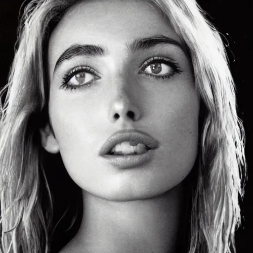 Prompt: vogue closeup portrait by herb ritts of a beautiful model, ana de armas