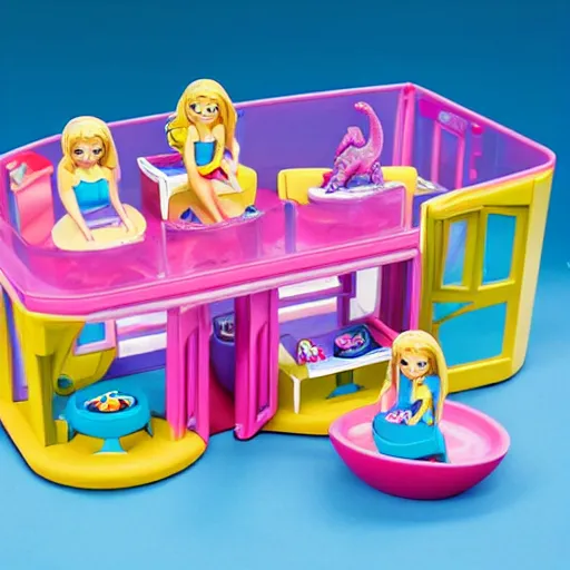 Image similar to a polly pocket type toy set that is themed around dinosaurs