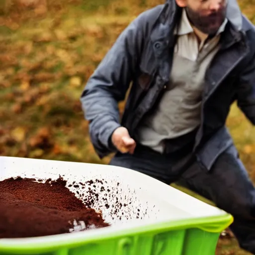 Image similar to a man sliding through brown pudding