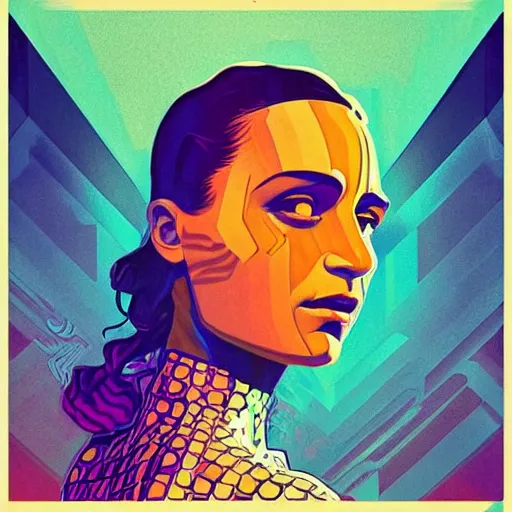 Prompt: ( ( dither ) ), editorial illustration portrait of alicia vikander in a spacestation interior, dynamic pose, modern art deco, colorful, ( ( mads berg ) ), christopher balaskas, victo ngai, rich grainy texture, detailed, dynamic composition, wide angle, matte print, alphonse mucha, ( ( glitch art pixel sorting ) )