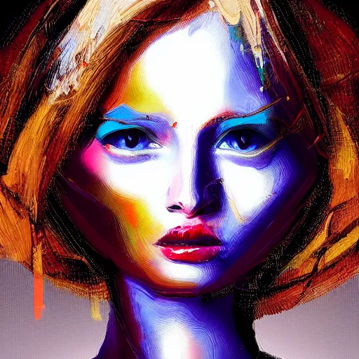 Prompt: artificial intelligence holding a frame with art fashion, gucci catwalk, oil painting, digital art, ultradetailed, artstation