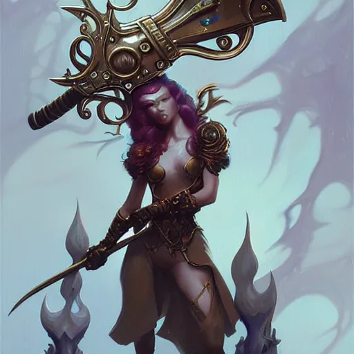 Image similar to a shiney metalic intricate detailed magical axe, concept art by peter mohrbacher, featured on polycount, art nouveau, polycount, artstation hq, artstation hd