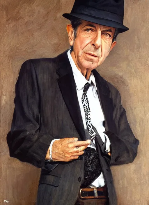 Image similar to Leonard Cohen, wearing a trilby hat, portrait Frank McCarthy