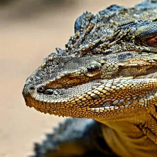 Prompt: a komodo dragon mixed with bearded dragon