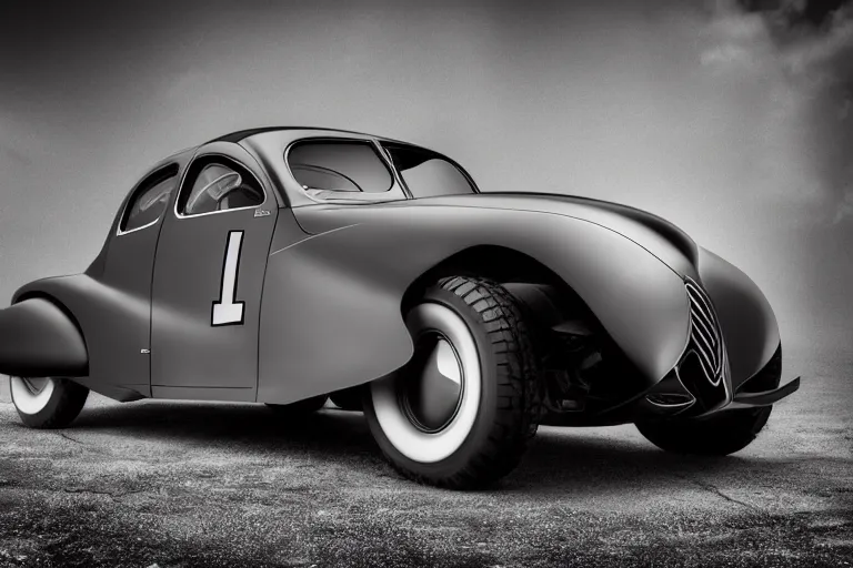 Image similar to Beautiful photograph a concept 1940s dieselpunk car. 8k. Studio lighting.