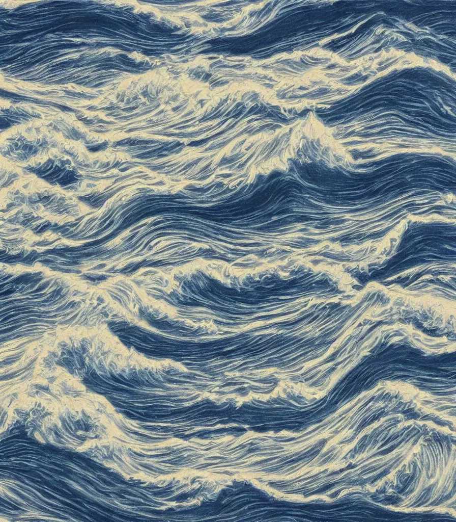 Prompt: a beautiful painting of symmetric waves on the coast, lineart, charcoal sketch, extremely fine finish, high detail, simple style, golden acrylic highlights