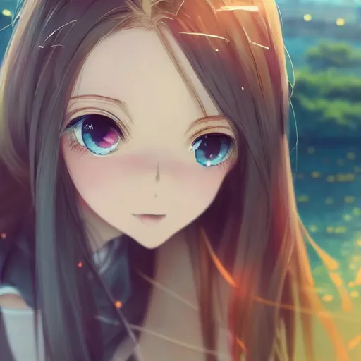 Prompt: a very beautiful anime girl, full body, long wavy blond hair, sky blue eyes, full round face, short smile, cute top, short jeans, summer lake setting, cinematic lightning, medium shot, mid-shot, highly detailed, trending on Artstation, Unreal Engine 4k, cinematic wallpaper by Stanley Artgerm Lau, WLOP, Rossdraws, James Jean, Andrei Riabovitchev, Marc Simonetti, and Sakimichan