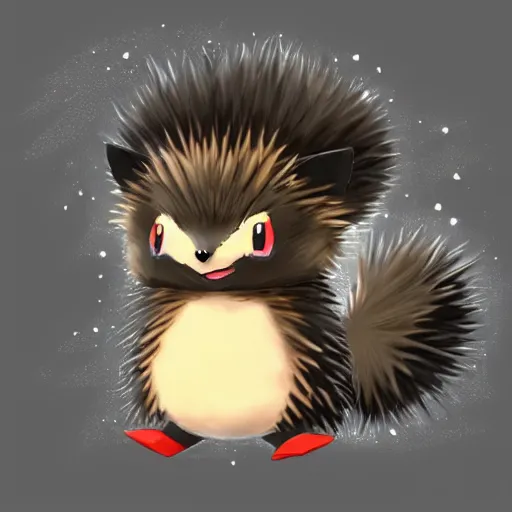 Image similar to A pokemon that looks like A hedgehog, covered with a layer of black Galaxy ，Trending on art station. Unreal engine.