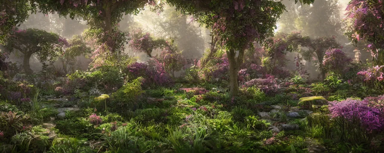 Image similar to ,inside a magical ethereal garden, highly detailed, 4k, HDR, award-winning, artstation, octane render