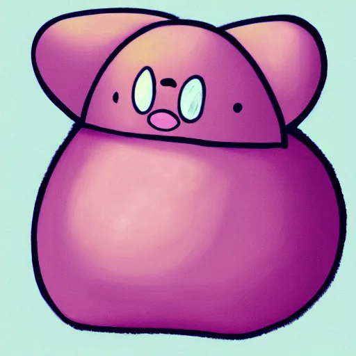 Prompt: a disgusting drawing of a morbidly obese kirby