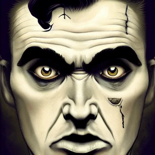 Image similar to portrait of a young and handsome zombie morrissey as a zombie with cuts and with a large quiff and thick eyebrows, 7 days to die zombie, fine art, award winning, intricate, elegant, sharp focus, cinematic lighting, digital painting, 8 k concept art, art by z. w. gu, art by brom, art by michael hussar, 8 k