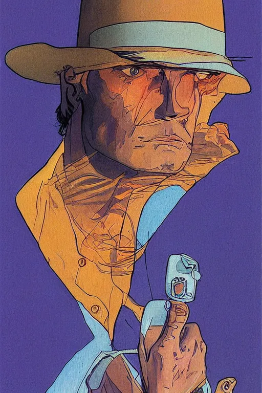 Image similar to portrait fashion model artwork by jean giraud