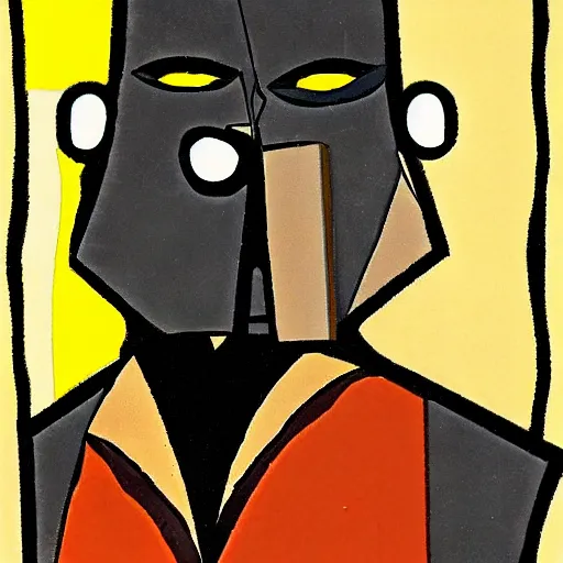 Image similar to the gimp from pulp fiction drawn by albert gleizes cubism modern art