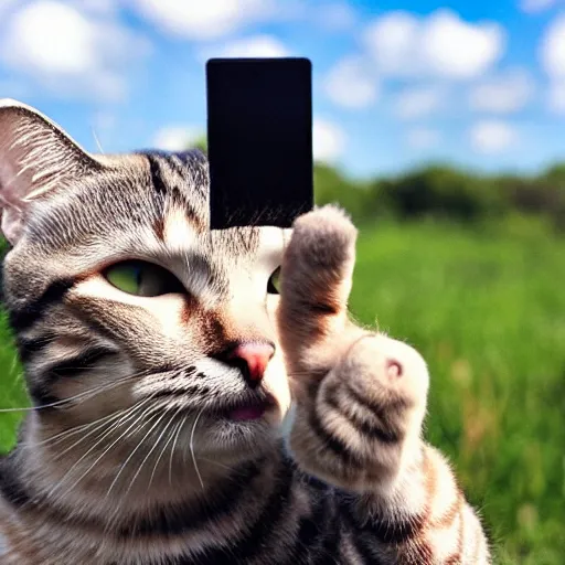 Image similar to cat taking the last selfie on earth