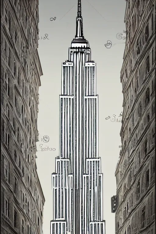 Image similar to The Empire state building in a parallel universe, designed by Antoni Gaudi, architectural illustration, CG Society