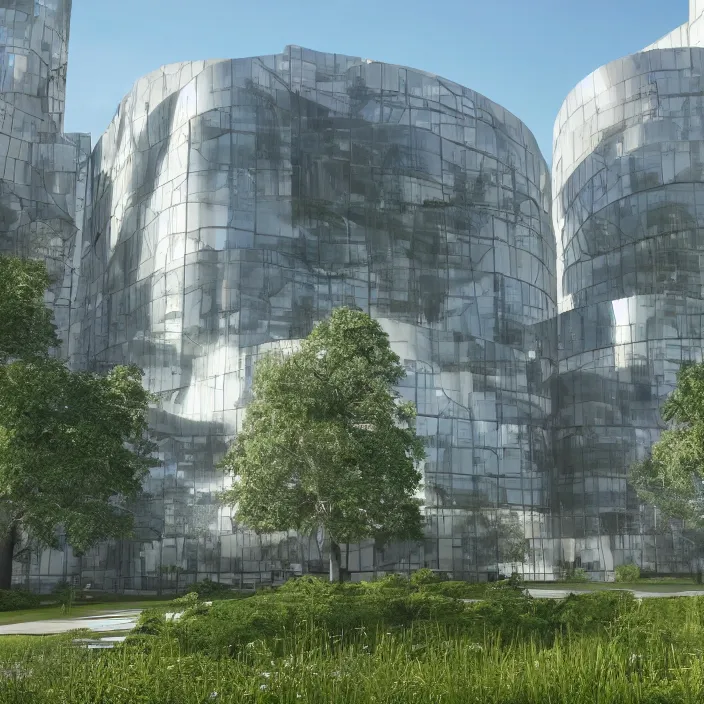 Prompt: a building in a serene landscape, nvidia rtx