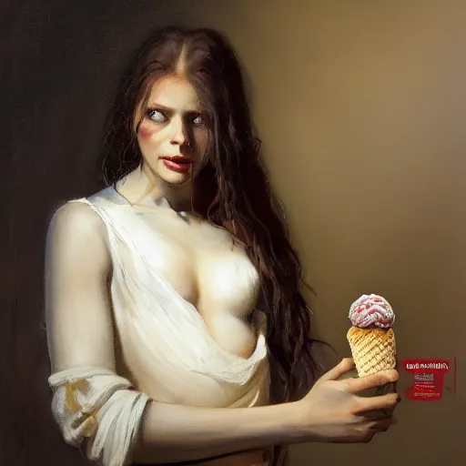 Prompt: professional portrait of an humanoid white and red strange creature from carpenter the thing and alien and gremlins, walking in a street with a icecream, hight detailed painting by gustave courbet and greg rutkowski, peter mohrbacher, joseph christian leyendecker, nice studio lighting, smooth tiny details, soft and clear shadows, low contrast, fashion photograhy, perfect