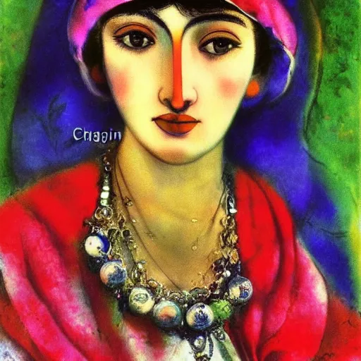 Prompt: portrait of a gipsy women, elegant, highly detailed, digital photography, by chagall,