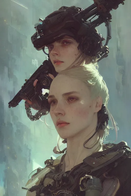 Image similar to A full portrait of a beautiful post apocalyptic offworld technothief, intricate, elegant, highly detailed, digital painting, artstation, concept art, smooth, sharp focus, illustration, art by Krenz Cushart and Artem Demura and alphonse mucha