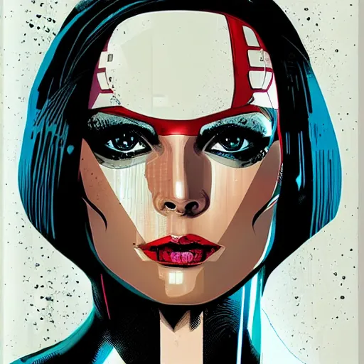 Image similar to portrait of a female android, by MARVEL comics and Sandra Chevrier