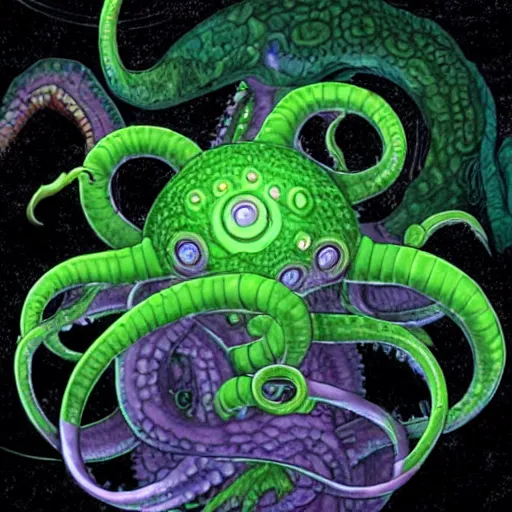 Image similar to Azatoth in omniverse, Lovecraft, scary, god, cosmos