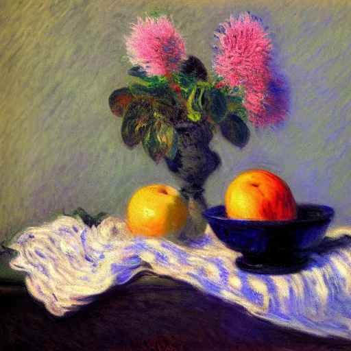 Prompt: Still life painting by Monet, Louvre Collection, digital art, artstation