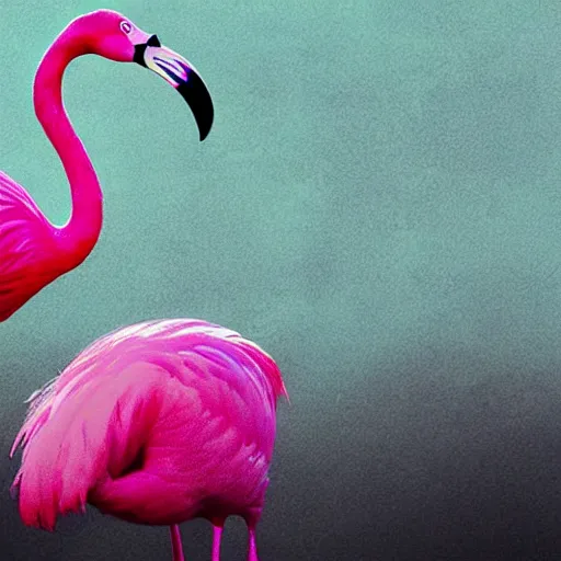 Prompt: album cover of a electronic group, pink flamingo, album cover art, album cover