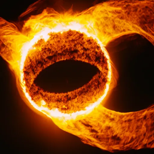 Prompt: sun as an orb flowing with fire energy around it, 40nm, shallow depth of field, split lighting, 4k,