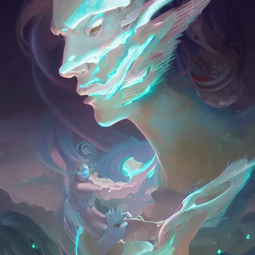 Image similar to portrait of a beautiful cybernetic emanation, side profile, by pete mohrbacher and artgerm and wlop, digital art, highly detailed, intricate, fantasy, mystical, Trending on Artstation HQ, deviantart, unreal engine, 4K UHD image