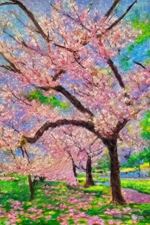 Image similar to Hanami flowers in impressionism style